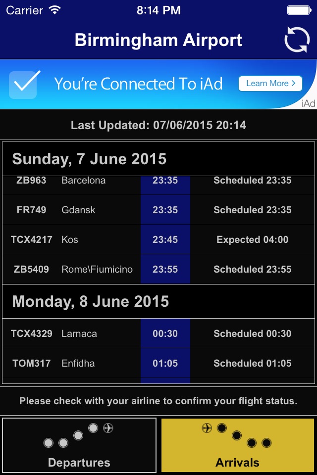 Flight Board - Birmingham Airport (BHX) screenshot 2