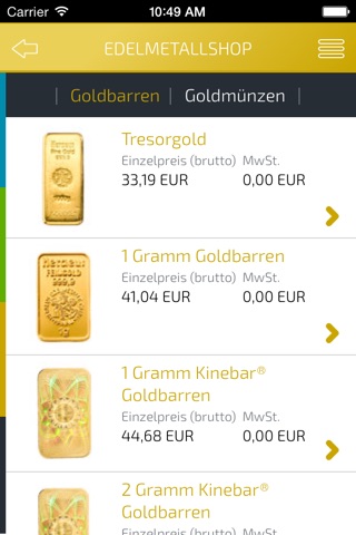 Finanzen100 Edelmetalle-Shop screenshot 3