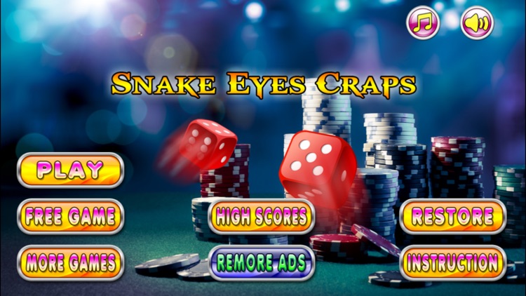 Snake Eyes Craps -  Deluxe Casino Dice Roll and Betting Game