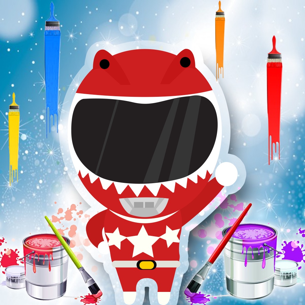 Painting coloring games kids power rangers edition icon