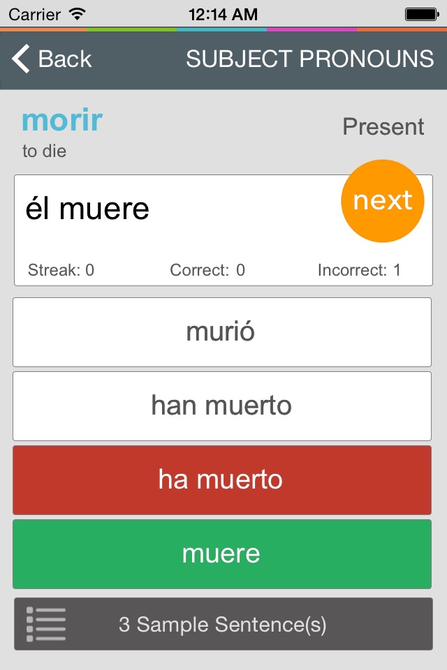 Spanish Verb Coach - Learn Subject Pronouns and Practice Verb Conjugations screenshot 4
