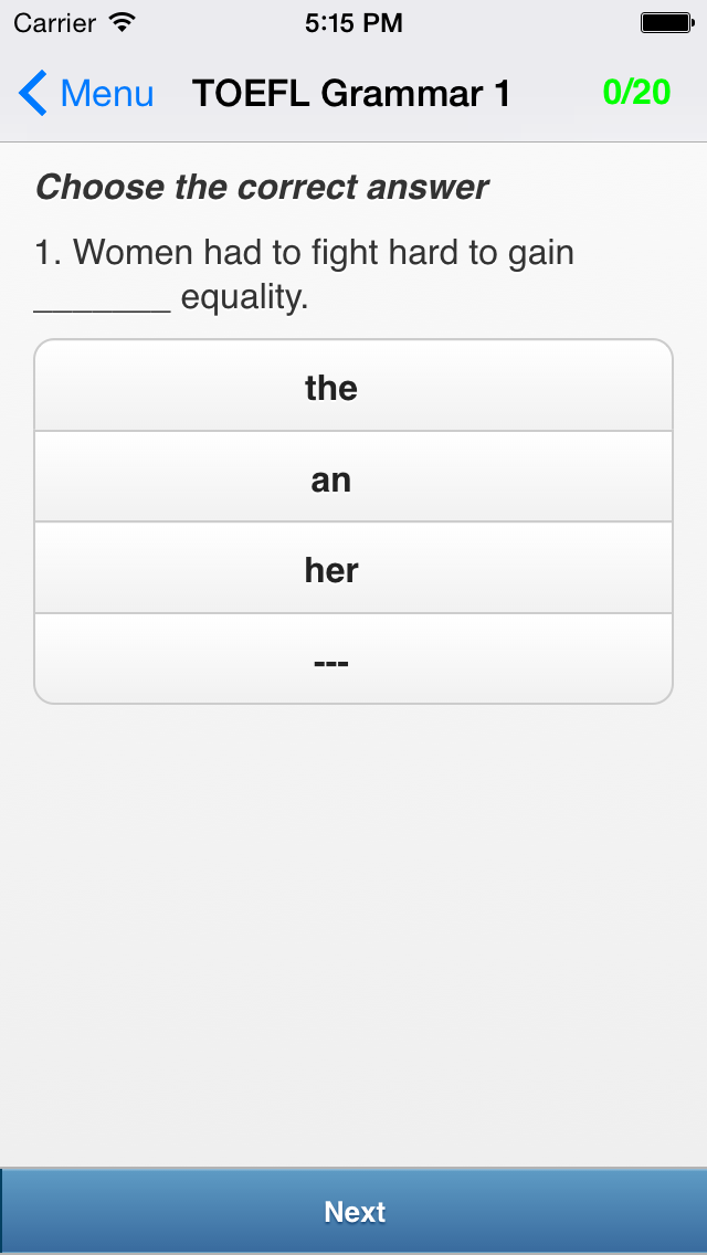 Screenshot #1 pour TOEFL Grammaire