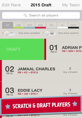 Draft Kit Lab - Fantasy Football 2015 Cheat Sheet & Mock Player Ranking screenshot 4