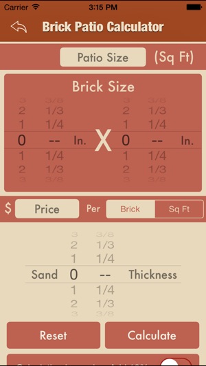 Brick Patio Calculator