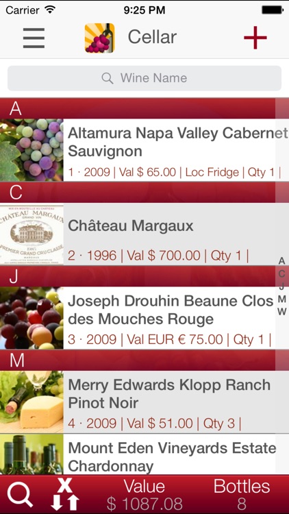 Wine Cellar Database - search and manage your delectable vino winery finder. Rate, track and share your wines