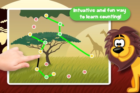 Free Kids Puzzle Teach me Tracing & Counting with Wild Animals Cartoon: Draw your own giraffe, zebra, hippo and lion and learn all about the safari screenshot 2