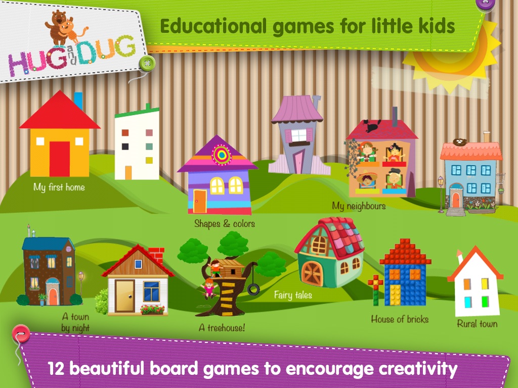 HugDug Houses - Little kids build their own house and make art with amazing stickers screenshot 2