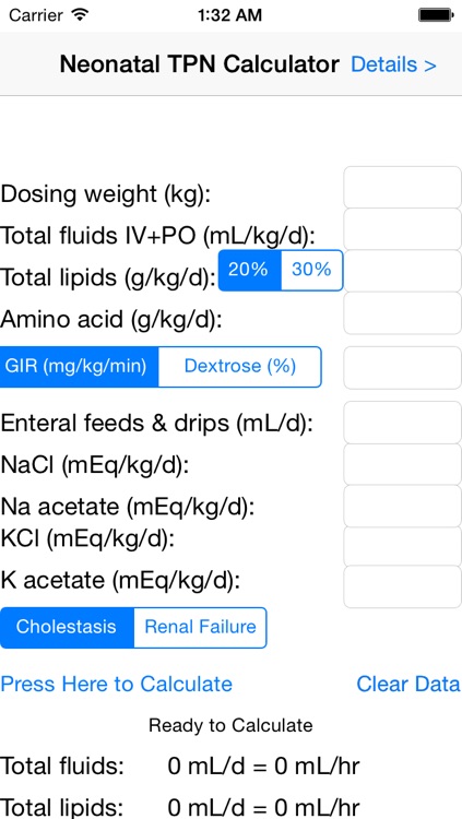 Neonatal TPN Calculator