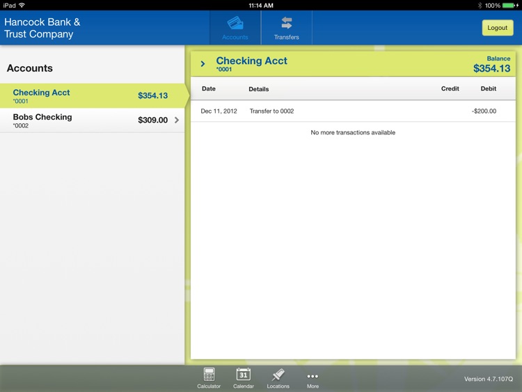 Hancock Bank & Trust Company for iPad