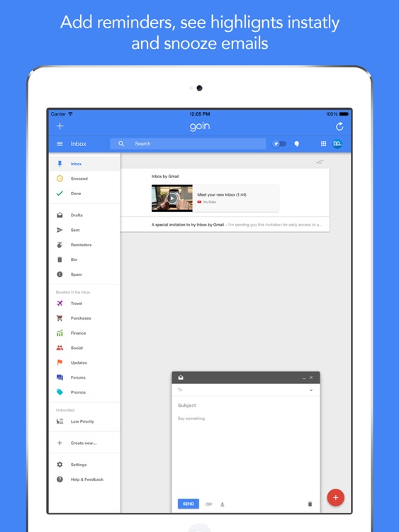 GoIn for Google Inbox: for iPad screenshot-3