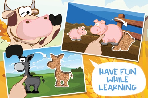 Petting farmland fun drag n drop jigsaw puzzle with lovable farm animals and matching in the barnyard screenshot 2