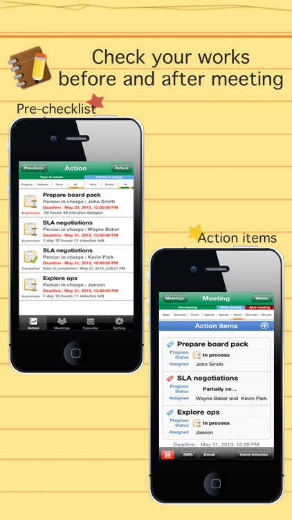 Smart meeting minutes multi sync - Schedule & action item check list