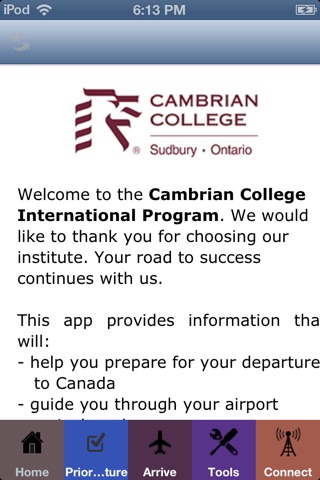Cambrian College Arrival screenshot 2