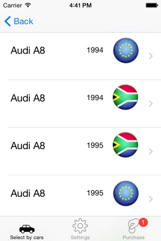 Parts and diagrams for Audi screenshot 3