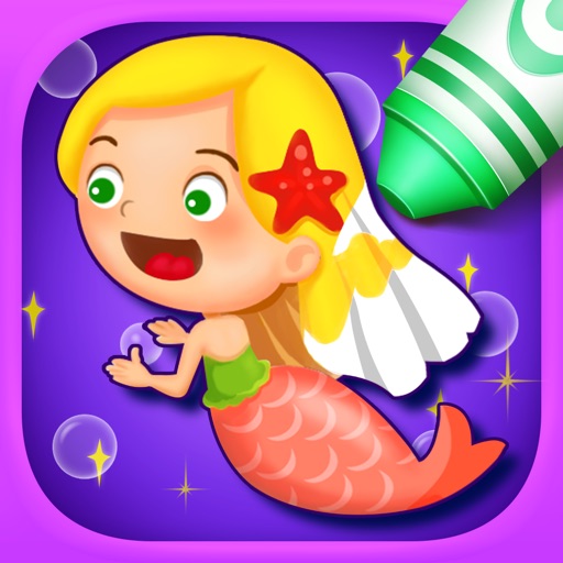 Kids Color Book: Bedtime Stories Little Mermaid Princess - Educational Coloring & Painting Game Design for Kids & Toddler
