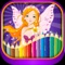 Princess fairy tail coloring for kindergarten