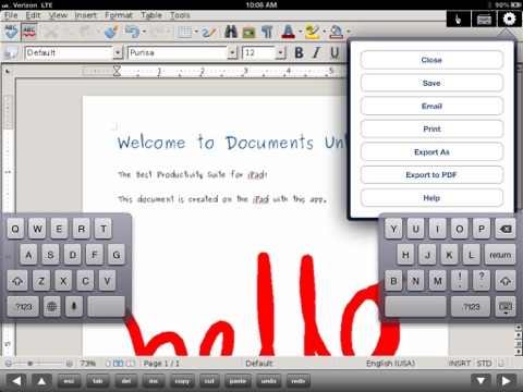 Скриншот из Docs U -Editor for Microsoft Office Documents Free