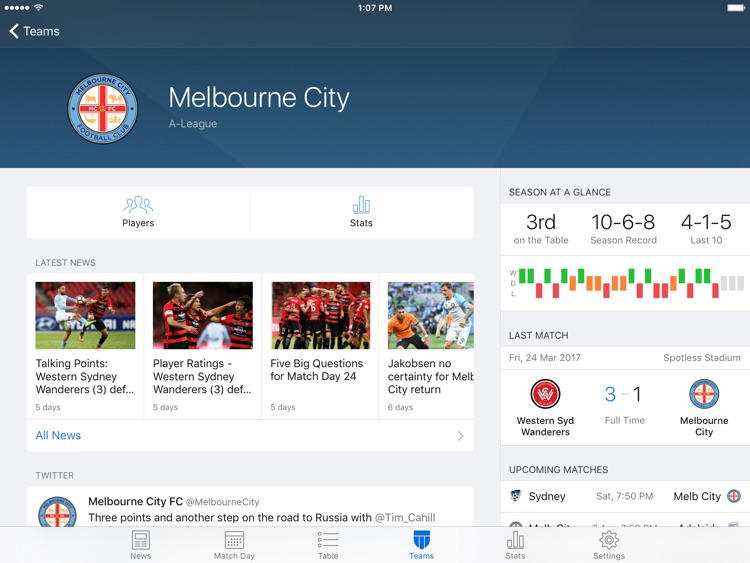 A-League Live for iPad