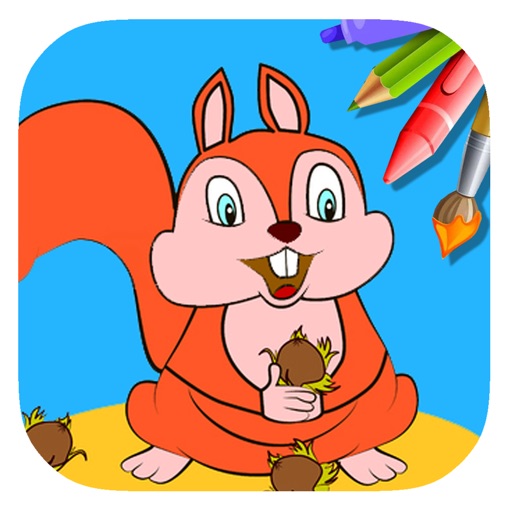 Squirrels Game Coloring Book For Childrens Icon