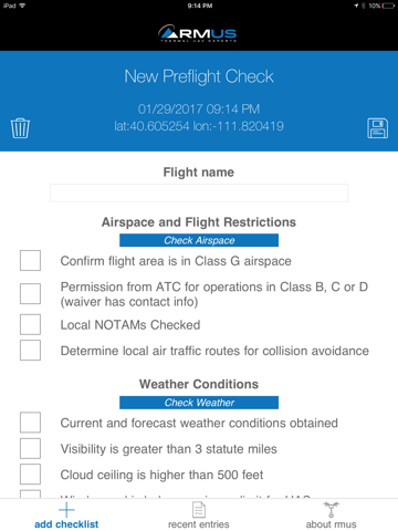 Скриншот из RMUS UAV Pilot PreFlight Compliance Checklist