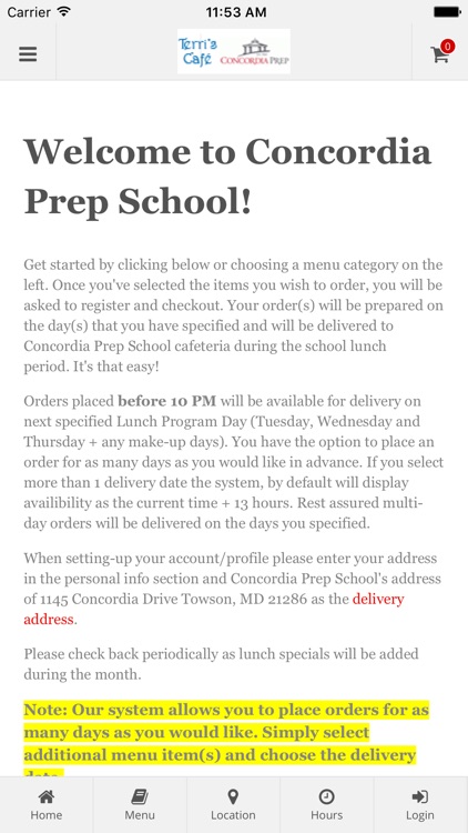 Concordia Prep School - Meals