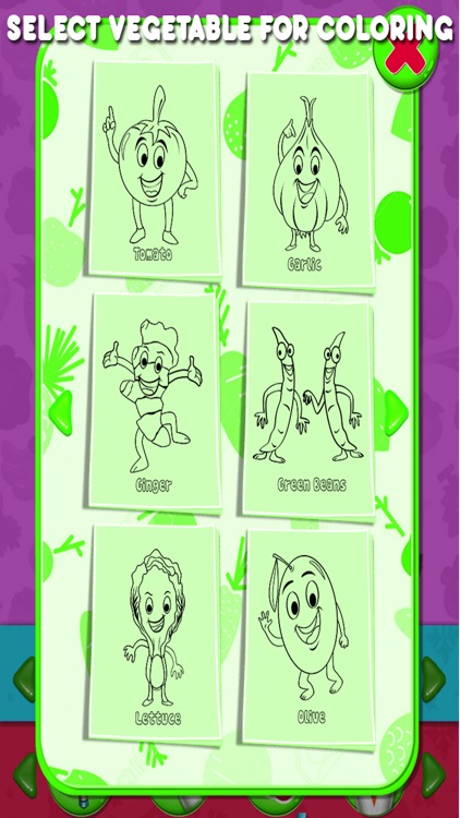 Vegetables Kids Coloring Book Pro