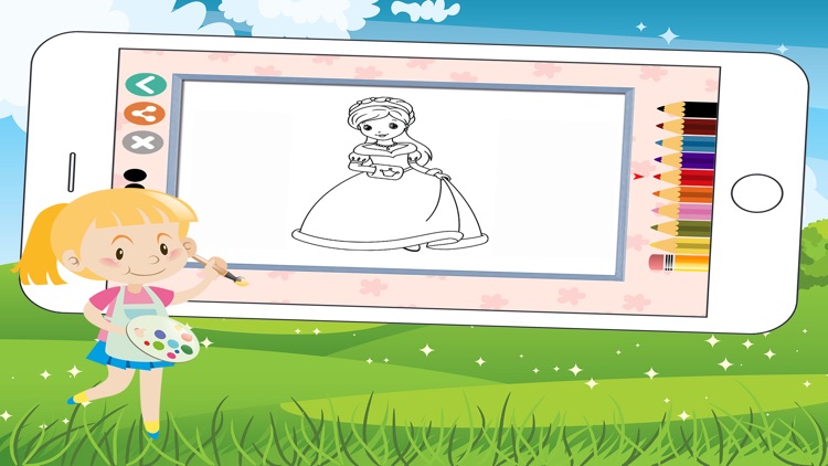 Princess Coloring Book Game and Page for Kids