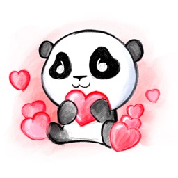 Be My Panda Valentine - Hand drawn love stickers
