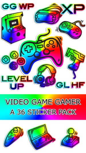 Video Game Gamer Rainbow Sticker Pack(圖1)-速報App