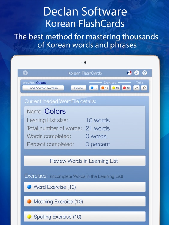 Learn Korean FlashCards for iPad