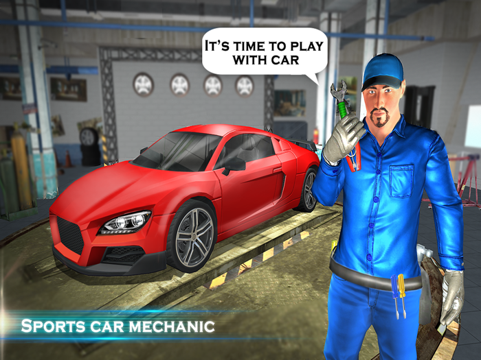 Sports Car Race Pit Stop Auto Mechanic