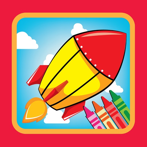 Game for Family Coloring Rocket Drawing Icon