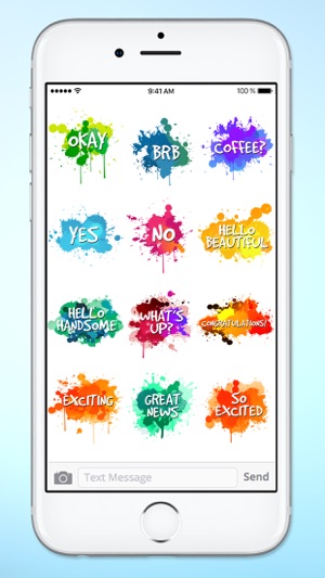 Watercolor Paint Splat Words Text Sticker Pack(圖4)-速報App