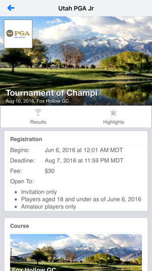 Utah PGA Junior Series(圖1)-速報App