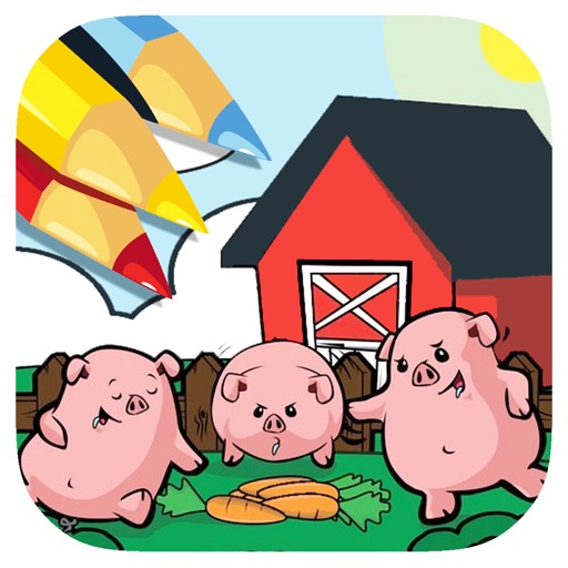 Family Farm Pig Coloring Book Game For Kids Icon