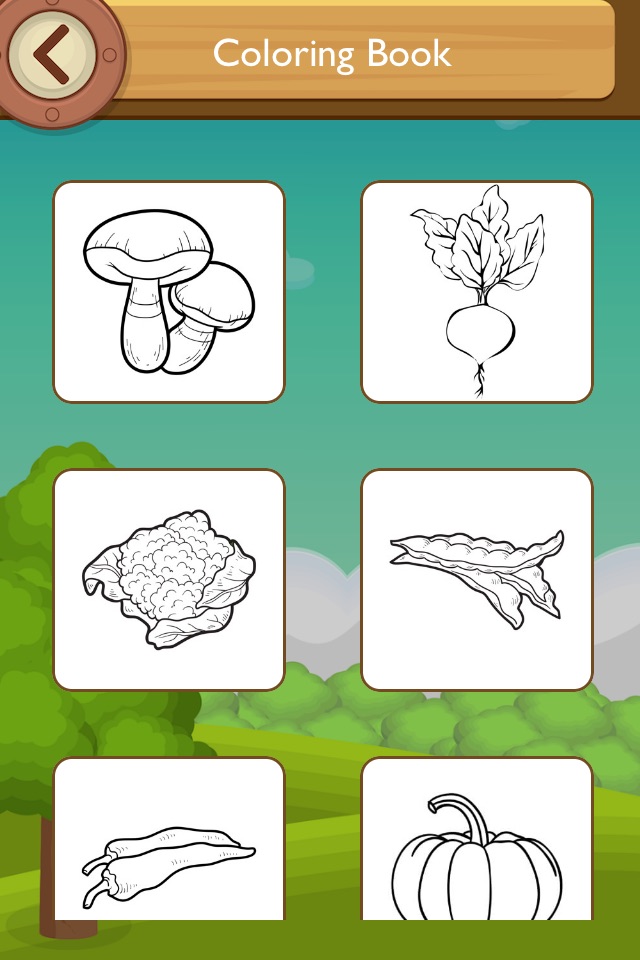 Coloring book: Kids learn to draw vegetables screenshot 3