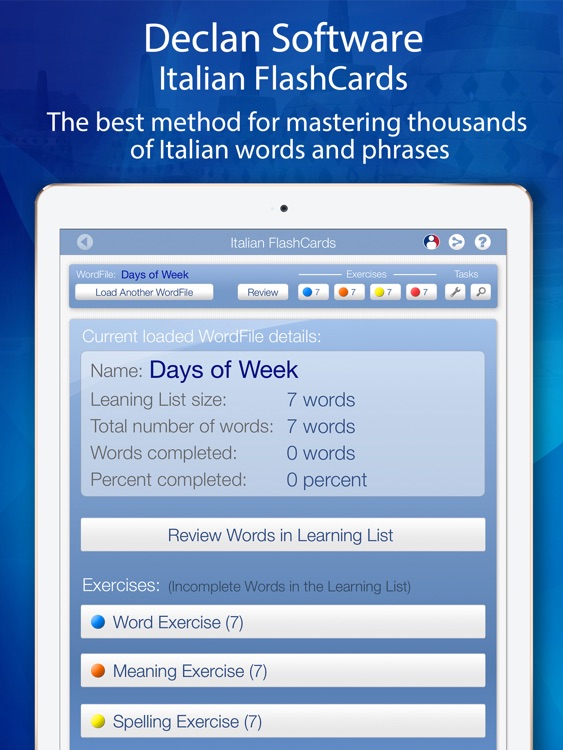 Learn Italian FlashCards for iPad