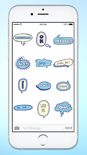 Blue Speech Bubble Words Text Sticker Pack(圖3)-速報App