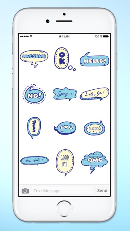 Blue Speech Bubble Words Text Sticker Pack