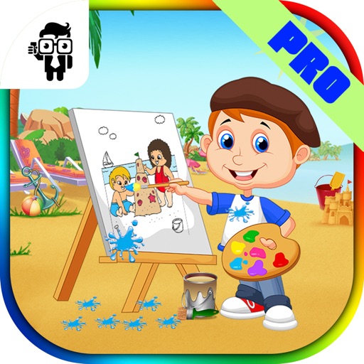 Summer Vacation Kids Coloring Book Pro Icon