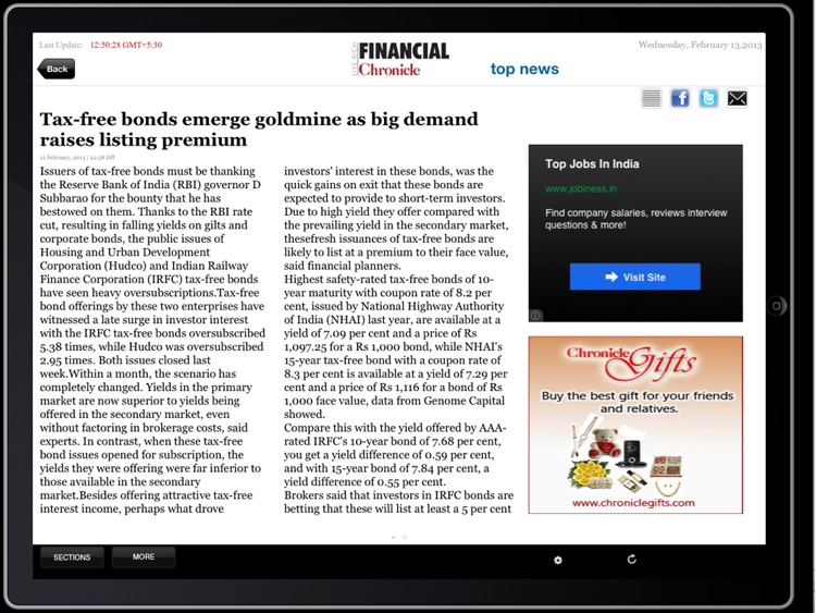 Financial Chronicle for iPad