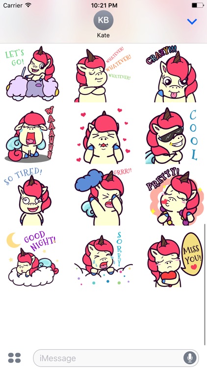 Animated Pink Unicorn Stickers