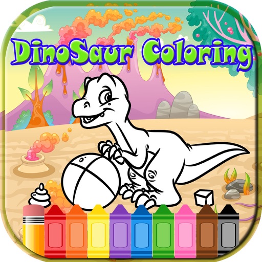 Dinosaur kid Coloring Book Game Icon