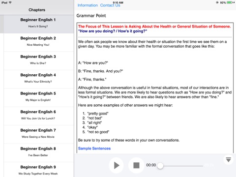 English Beginner Survival Phrases for iPad screenshot 4