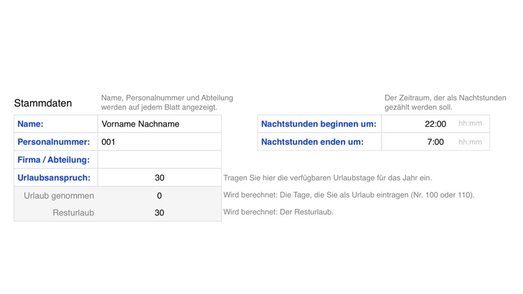 Zeiterfassung 2017 für Numbers screenshot-3