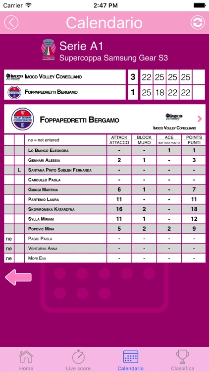 Livescore Lega Volley Femminile screenshot-3