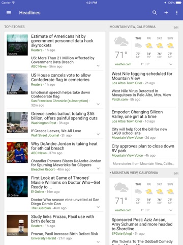 Скриншот из Google News & Weather