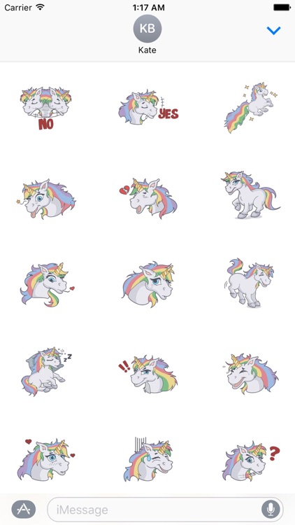 Lots Of Stickers Of Lovely Colorful Unicorn