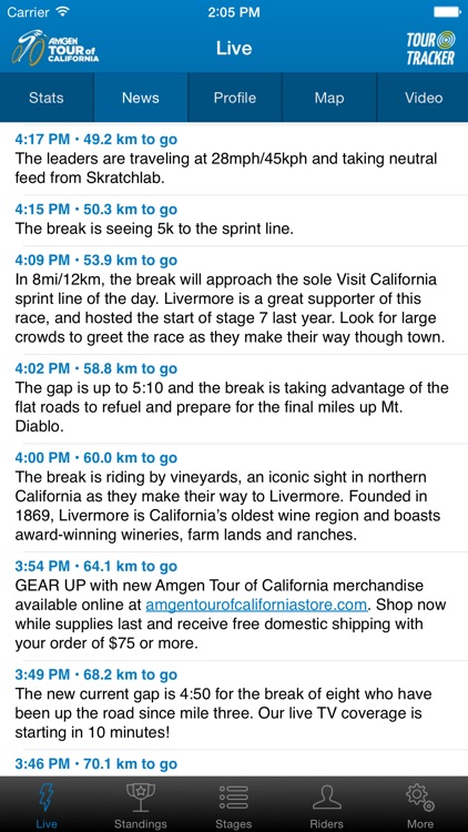 Amgen Tour of California Tour Tracker