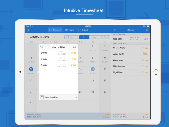Hours Keeper Pro - Timesheet, Tracking & Billing iPad app afbeelding 2